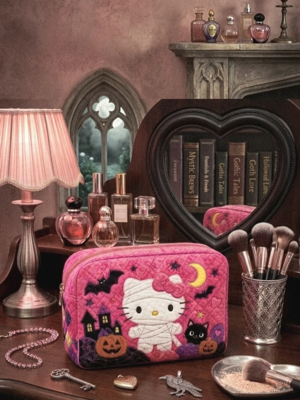 Sanrio Hello Kitty Mummy Quilted Cosmetic Large Bag 11x4x6 NWT
